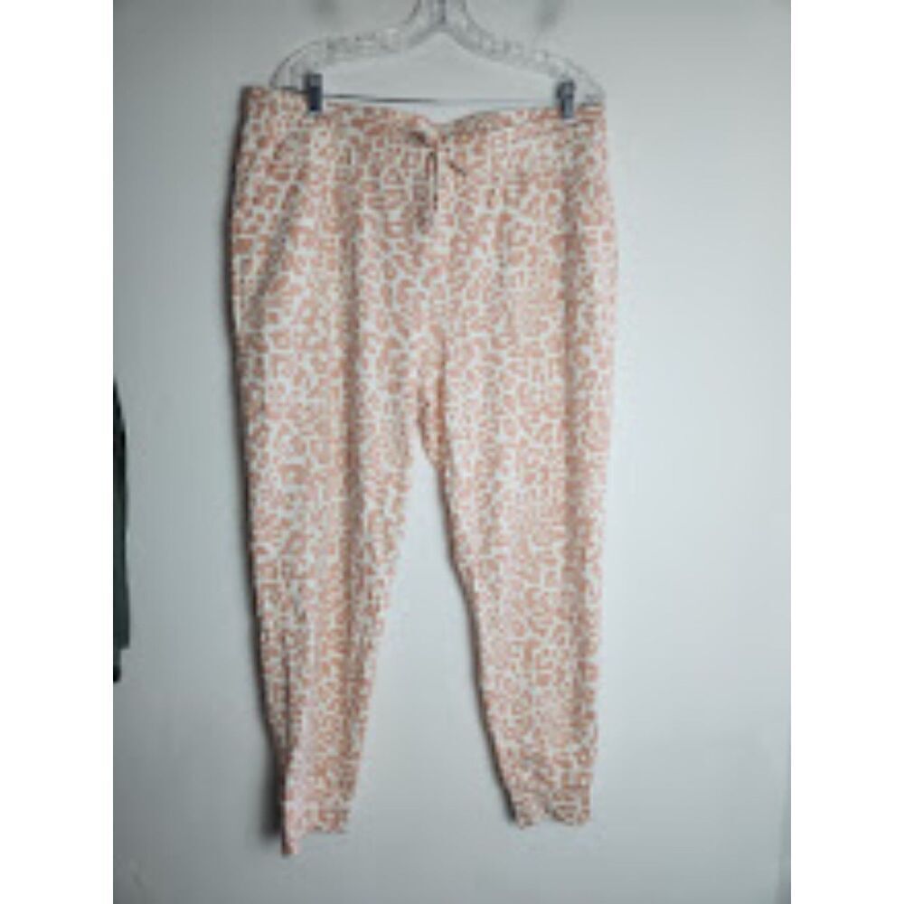NWT Zenergy by Chico's Pink/White Animal Print Cotton Modal Jogger Pants 16/18